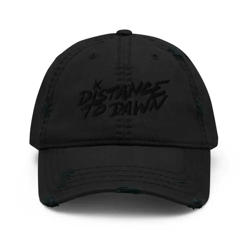 Black Lettering Distressed Hat