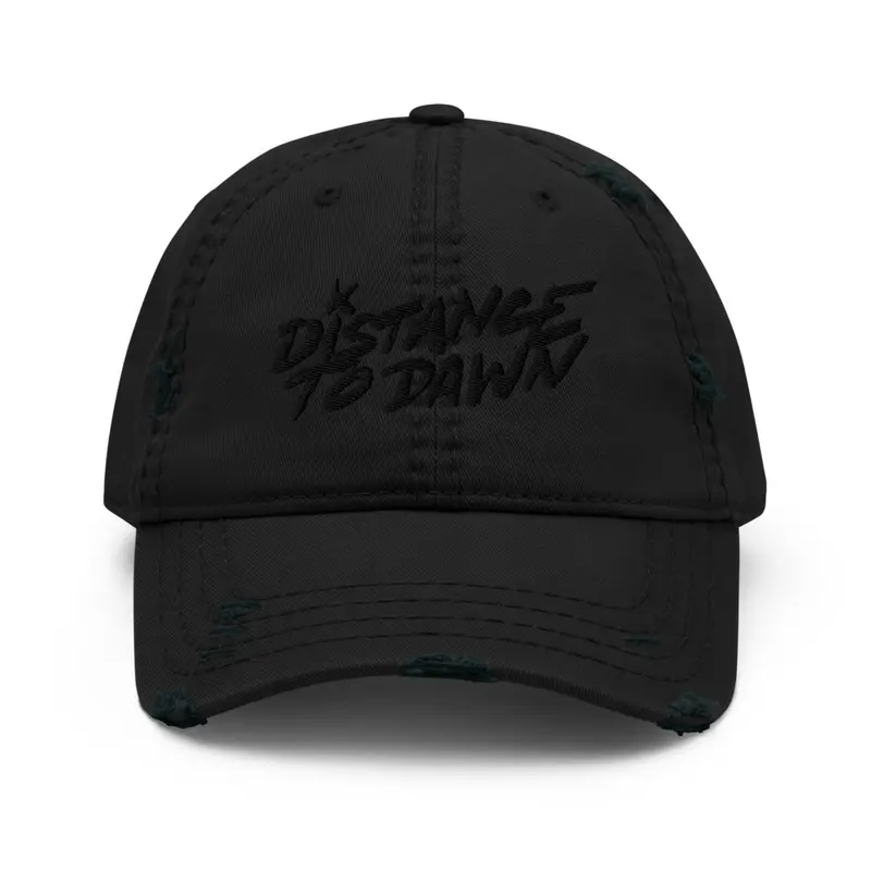 Black Lettering Distressed Hat